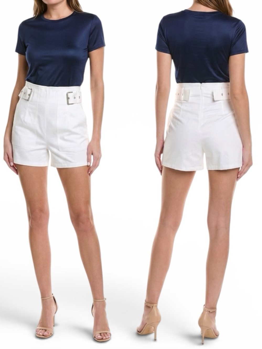 3.1 Phillip Lim Ivory High-Waist sateen utility Belted Women’s Shorts size 12